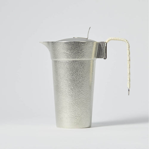 “Nousaku” Tin Chirori Sake Warmer With Lid, side view